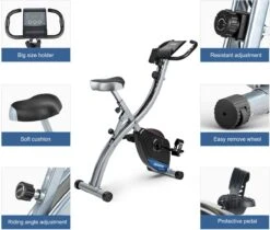 FOXSPORT Hometrainers - X-Bike Hometrainer Met Rugleuning - Fitness Fiets Opvouwbaar - 8 Weerstandsniveaus - Tablethouder - Ergometer - Polssensor - Trainingscomputer - Inklapbaar - Fitness Bike - Max. 136 Kg -FitForce Outlet Winkel 1200x1018 2