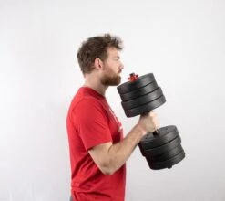 Dumbbellset 25 Kg Met Halterstang - Dumbbells Verstelbaar - Halterset - Fitness Gewichten Set - Rood/zwart -FitForce Outlet Winkel 1200x1068