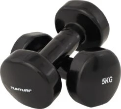 Tunturi Dumbbell Set - 2 X 5,0 Kg - Vinyl - Zwart - Incl. Gratis Fitness App