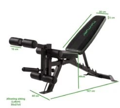 Tunturi UB60 Halterbank Verstelbaar - Fitnessbank Belastbaar Tot 200kg - Trainingsbank, Buikspierbank & Leg Extension In één -FitForce Outlet Winkel 1200x1085 1