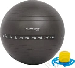 Tunturi Fitnessbal - Gymball - Swiss Ball - 65 Cm - Anti Burst - Incl. Pomp - Zwart - Incl. Gratis Fitness App