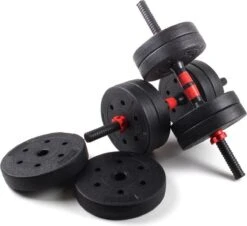 Dumbbellset 25 Kg Met Halterstang - Dumbbells Verstelbaar - Halterset - Fitness Gewichten Set - Rood/zwart -FitForce Outlet Winkel 1200x1097