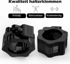 MJ Sports Premium Jaw Collar Set - Haltersluitingen - Halterklemmen - Halterstangsluiting - Jaw Collars - Olympic Barbell - Fitness - Set Van 2 - 50mm - Zwart -FitForce Outlet Winkel 1200x1098