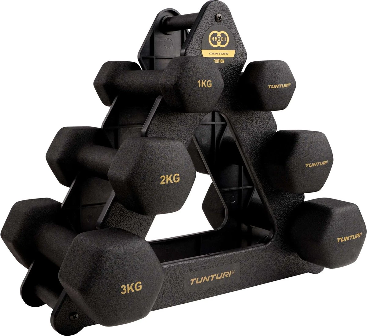 Tunturi Gewichten Centuri - Halterset - Dumbbell Set - Neopreen Dummbbells - 1 T/m 3kg - 3 Paar - Incl. Gratis Fitness App 1 Tunturi Gewichten Centuri - Halterset - Dumbbell Set - Neopreen Dummbbells - 1 T/m 3kg - 3 Paar - Incl. Gratis Fitness App