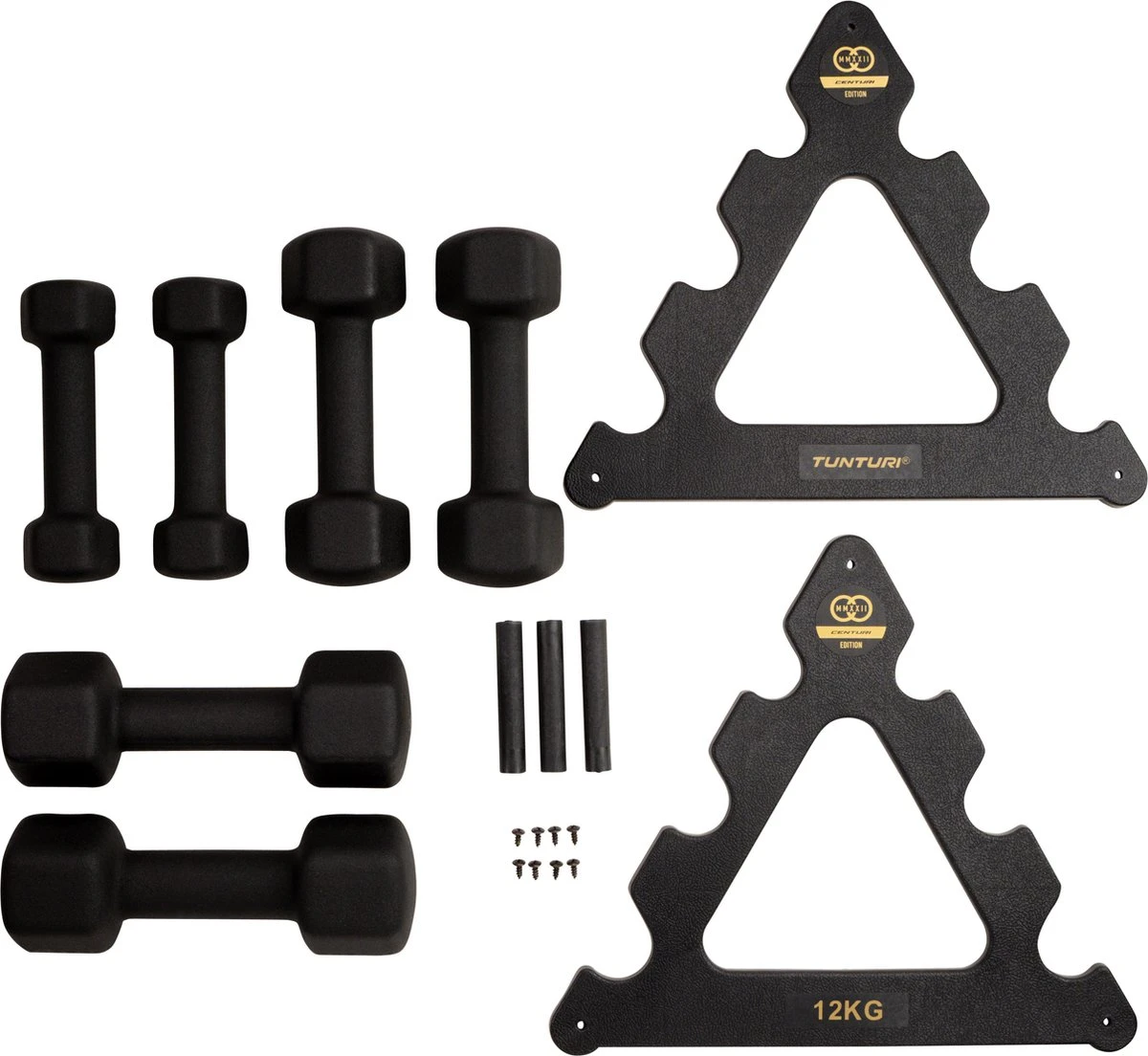 Tunturi Gewichten Centuri - Halterset - Dumbbell Set - Neopreen Dummbbells - 1 T/m 3kg - 3 Paar - Incl. Gratis Fitness App 4 Tunturi Gewichten Centuri - Halterset - Dumbbell Set - Neopreen Dummbbells - 1 T/m 3kg - 3 Paar - Incl. Gratis Fitness App - Afbeelding 4