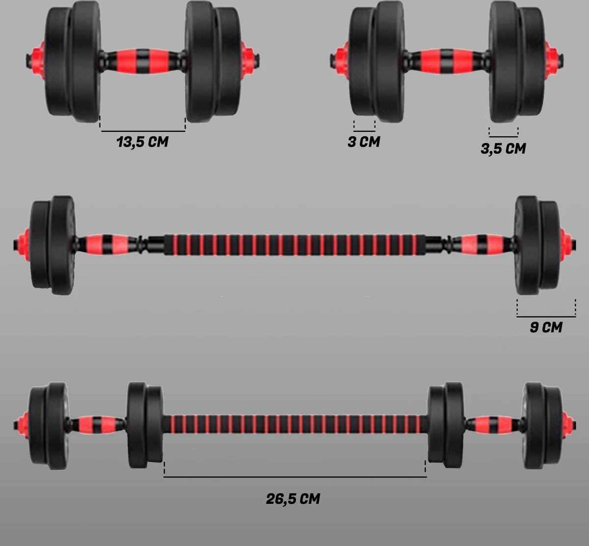 ForzaFit Halterset 15kg - Dumbbelset - Barbell Halterstang Met Gewichten - Fitness Stang - Zwart 5 ForzaFit Halterset 15kg - Dumbbelset - Barbell Halterstang Met Gewichten - Fitness Stang - Zwart - Afbeelding 5