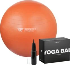 Rockerz Fitness® - Yoga Bal Inclusief Pomp - Pilates Bal - Fitness Bal - Zwangerschapsbal - Goede Houding Bij Het Thuiswerken - 75 Cm - Kleur: Oranje