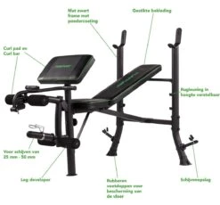 Tunturi WB40 Halterbank - Fitnessbank - Trainingsbank - Bankdrukbank - Thuis Sporten - Leg Extension - Bicep Curls - Incl. Gratis Fitness App -FitForce Outlet Winkel 1200x1116