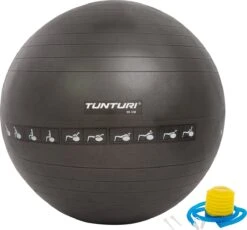 Tunturi Fitnessbal - Gymball - Swiss Ball - 90 Cm - Anti Burst - Incl. Pomp - Zwart - Incl. Gratis Fitness App