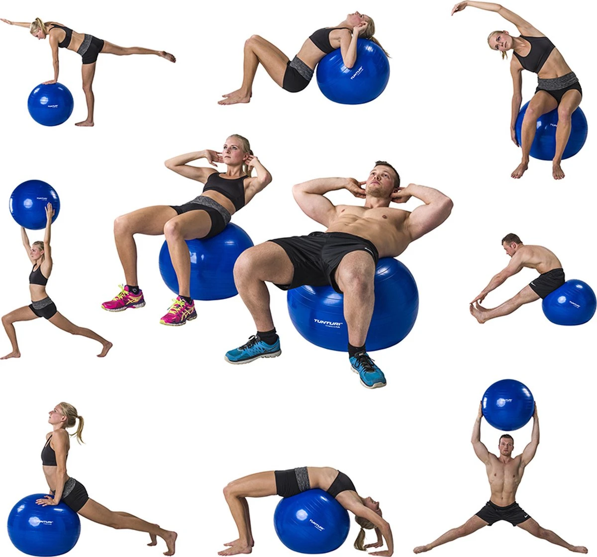 Tunturi Fitnessbal - Gymball - Swiss Ball - 75 Cm - Anti Burst - Inclusief Pomp - Zwart - Incl. Gratis Fitness App 5 Tunturi Fitnessbal - Gymball - Swiss Ball - 75 Cm - Anti Burst - Inclusief Pomp - Zwart - Incl. Gratis Fitness App - Afbeelding 5