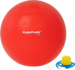 Tunturi Fitness Bal - Yoga Bal Inclusief Pomp - Pilates Bal - Zwangerschaps Bal - 75 Cm - Kleur: Rood - Incl. Gratis Fitness App