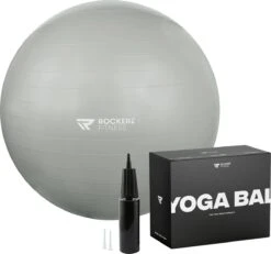 Rockerz Fitness® - Yoga Bal Inclusief Pomp - Pilates Bal - Fitness Bal - Zwangerschapsbal - Goede Houding Bij Het Thuiswerken - 90 Cm - Kleur: Grijs