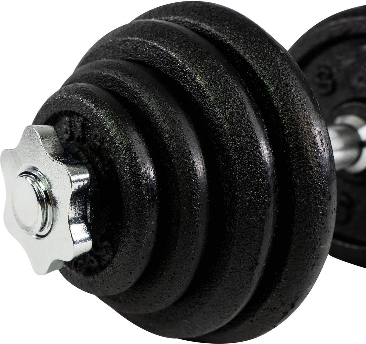 RS Sports Dumbellset - Halterset Met Gewichten - Totaal 30 Kg - 2 Stangen - Zwart 5 RS Sports Dumbellset - Halterset Met Gewichten - Totaal 30 Kg - 2 Stangen - Zwart - Afbeelding 5