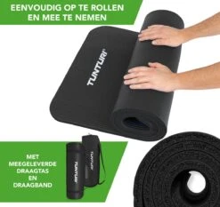 Tunturi Fitnessmat Met Draagtas - Yogamat - Sportmat Gemaakt Van Zacht NBR Materiaal - 180 X 60 X 1,5cm - Zwart - Incl. Gratis Fitness App -FitForce Outlet Winkel 1200x1131 4