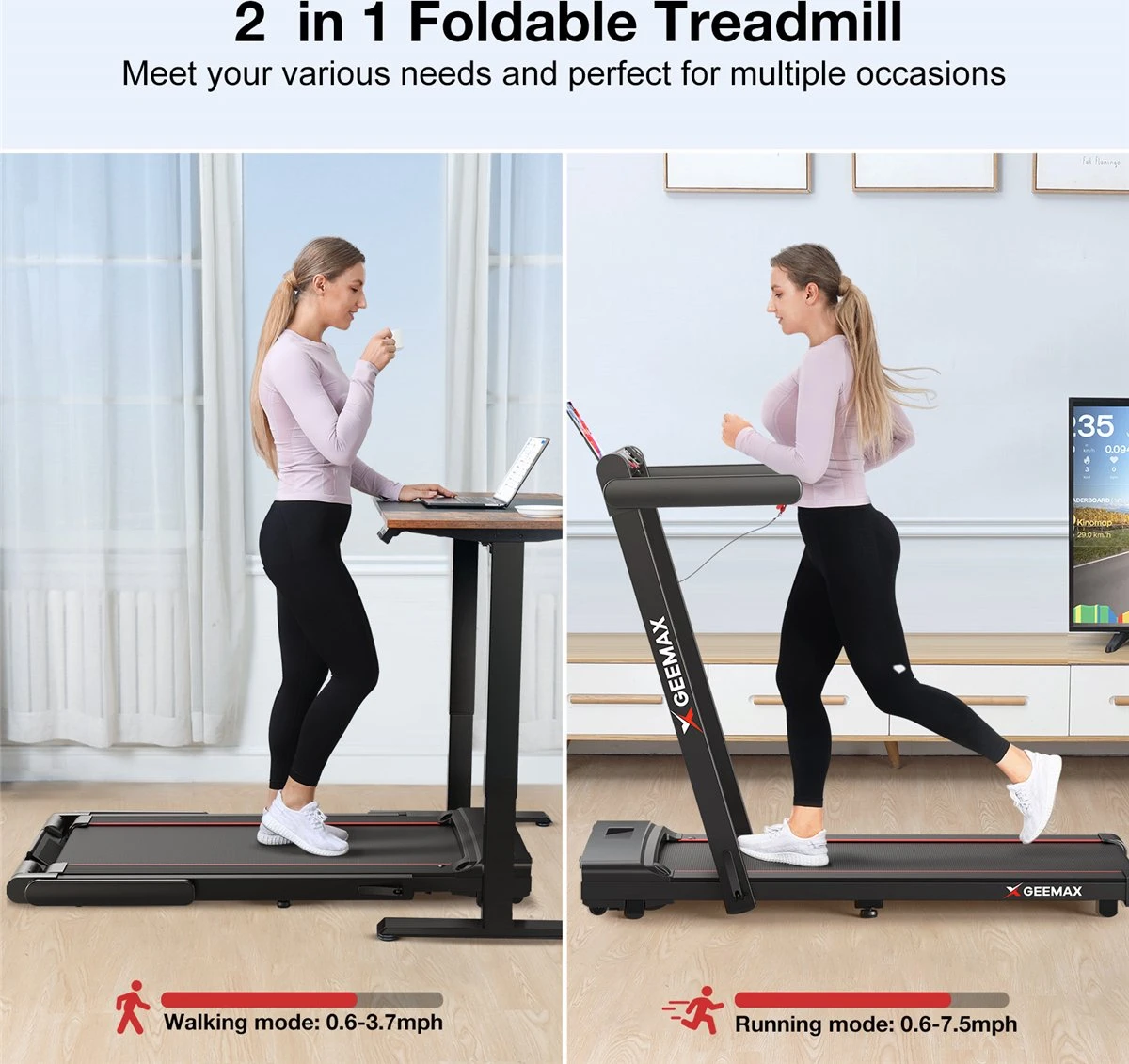 Merkloos Loopband - 2 In 1 Opvouwbare Draagbare Loopband - Elektrische Loopband - Met Monitor - Antislip - Verplaatsen En Op Te Bergen - Voor Thuis En Kantoor Gym 1-16 Km/u - 3.0HP - Zwart(excl.Smeerolie) 6 Merkloos Loopband - 2 In 1 Opvouwbare Draagbare Loopband - Elektrische Loopband - Met Monitor - Antislip - Verplaatsen En Op Te Bergen - Voor Thuis En Kantoor Gym 1-16 Km/u - 3.0HP - Zwart(excl.Smeerolie) - Afbeelding 6