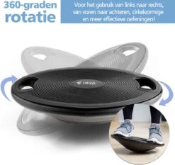Swilix ® Balance Board - Balansbord Ø40 Cm - Balanstrainer Met 2 Handgrepen - Zwart 14 Swilix ® Balance Board - Balansbord Ø40 Cm - Balanstrainer Met 2 Handgrepen - Zwart -FitForce Outlet Winkel 1200x1132 4