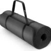 Tresko - Yogamat Zwart 1,5 Cm Dik - Fitness Mat - Sportmat - Pilates - Aerobics - Yoga Mat Met Draagriem