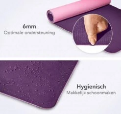 Eco Yoga Mat - Inclusief Draagriem - Anti Slip - Extra Dik (6 Mm) - 183 X 61 X 0,6 Cm - Paars/Roze - Diverse Kleuren -FitForce Outlet Winkel 1200x1138 10