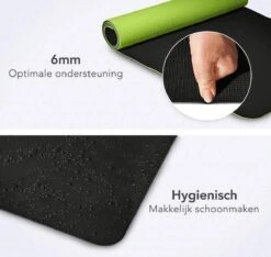 Eco Yoga Mat - Inclusief Draagriem - Anti Slip - Extra Dik (6 Mm) - 183 X 61 X 0,6 Cm - Zwart/Groen - Diverse Kleuren -FitForce Outlet Winkel 1200x1138 11