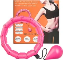 Belenthi Verstelbare Fitness Hoelahoep Met Gewicht - Voor Volwassenen En Kinderen - Weighted Hula Hoop - Smart Hoepel - Roze