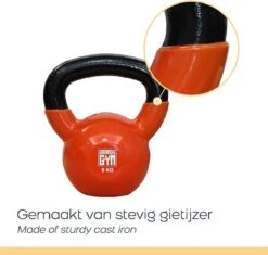 Orange Gym, Vinyl Kettlebell – 12KG, Russische Kettlebell, Neoprene Coating -FitForce Outlet Winkel 1200x1140 3