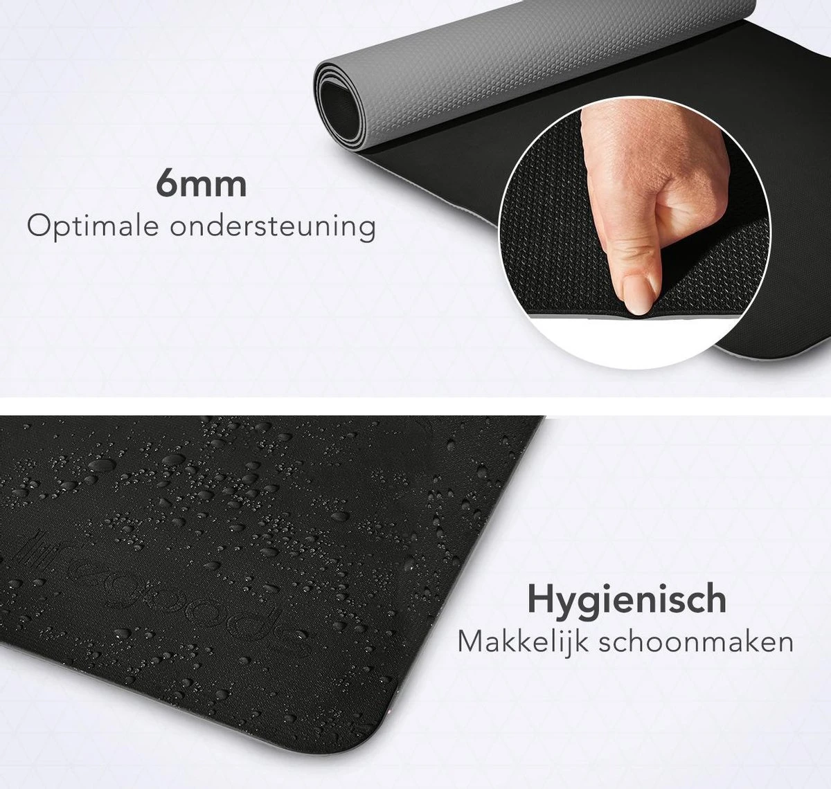 LifeGoods Yogamat - 61x183x0,6cm - Draagriem - Extra Dik - Zwart/Grijs 8 LifeGoods Yogamat - 61x183x0,6cm - Draagriem - Extra Dik - Zwart/Grijs - Afbeelding 8