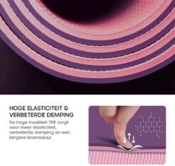 Eco Yoga Mat - Inclusief Draagriem - Anti Slip - Extra Dik (6 Mm) - 183 X 61 X 0,6 Cm - Paars/Roze - Diverse Kleuren -FitForce Outlet Winkel 1200x1141 7