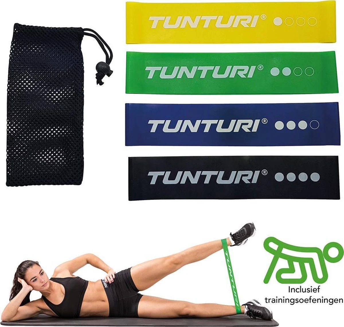 Tunturi 4 Weerstandsbanden Set - Mini Power Body Band - Weerstandsband - Fitness Elastiek - Fitnessband - Trainingsband - Gymnastiekband - Incl. Gratis Fitness App 3 Tunturi 4 Weerstandsbanden Set - Mini Power Body Band - Weerstandsband - Fitness Elastiek - Fitnessband - Trainingsband - Gymnastiekband - Incl. Gratis Fitness App - Afbeelding 3