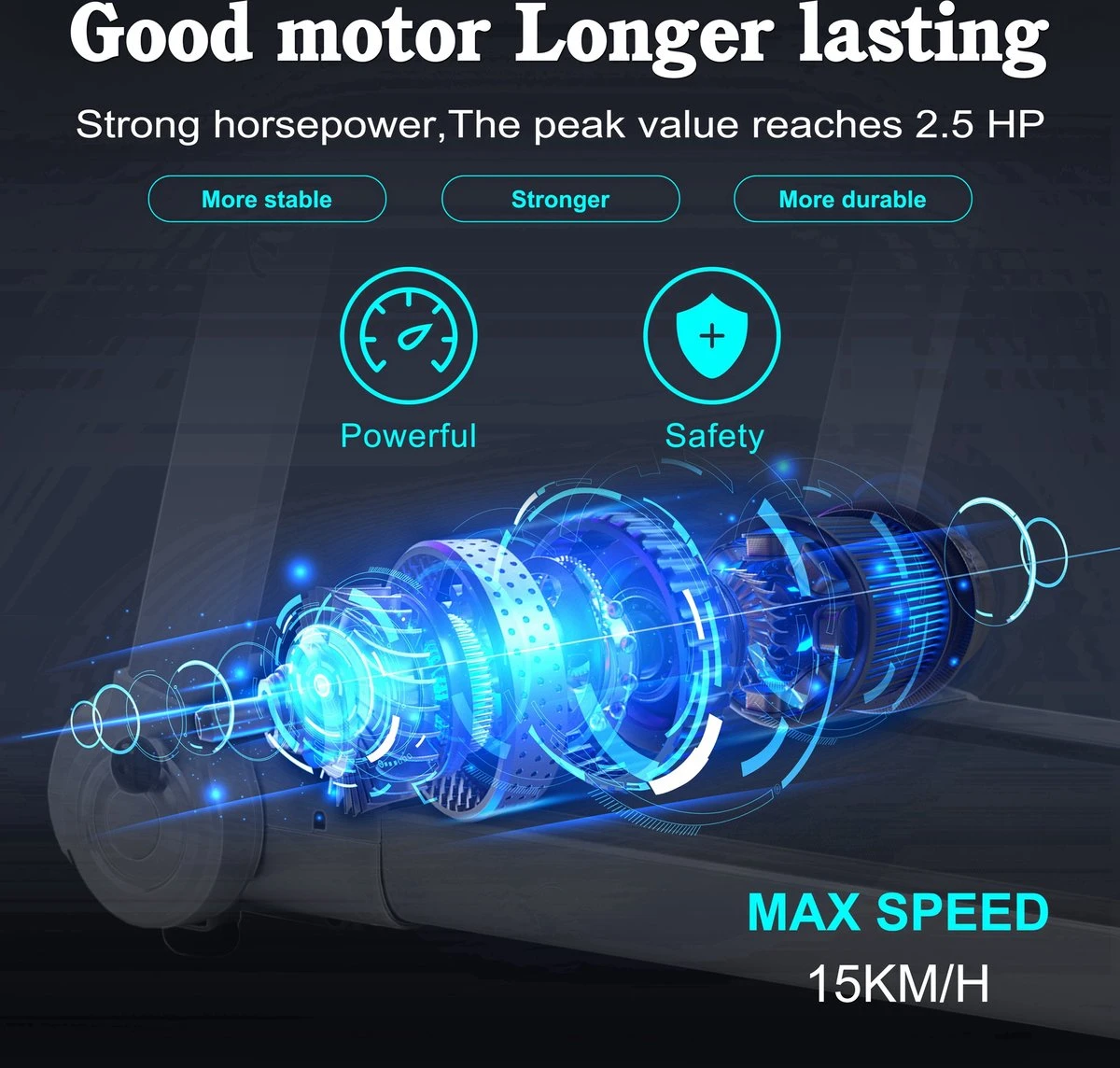 Merax Elektrische Loopband - Opvouwbaar - Inklapbaar Hardloopband - Professioneel - Fitness Hometrainer - Zilver Met Zwart 3 Merax Elektrische Loopband - Opvouwbaar - Inklapbaar Hardloopband - Professioneel - Fitness Hometrainer - Zilver Met Zwart - Afbeelding 3