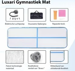 Luxari - AirTrack Pro - 3 Meter - Inclusief Opbergtas, Reparatie-kit & 600W Elektrische Pomp - Turnmatten - Gymnastiek Turnmat - Fitness Matten -FitForce Outlet Winkel 1200x1148 5