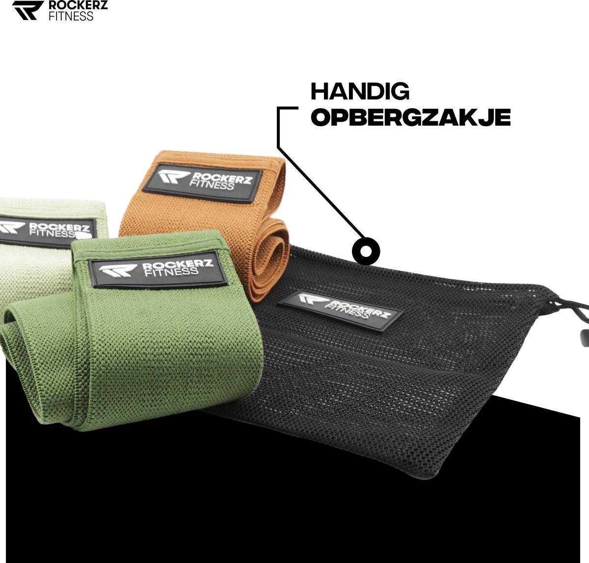 Weerstandsbanden - Booty Band - Resistance Band - Fitness Elastiek Army - 3 Stuks Met Opbergzakje Van Rockerz Fitness® 5 Weerstandsbanden - Booty Band - Resistance Band - Fitness Elastiek Army - 3 Stuks Met Opbergzakje Van Rockerz Fitness® - Afbeelding 5