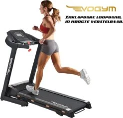 Luxe Loopband Inklapbaar - Hartslagfunctie - Hardloopband - Loopband Fitness - Met Bluetooth Speakers - USB Oplader - Schokdempers - Verstelbare Hellingshoek - PVC Loopband - 14.8km/h - Inklapbaar - Evogym R-80s -Nu Tijdelijk Met Gratis Bescherm Mat -FitForce Outlet Winkel 1200x1151 4