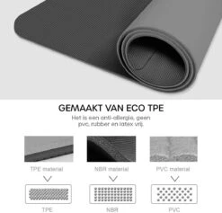 Eco Yoga Mat - Inclusief Draagriem - Fitness MatAnti Slip - Extra Dik (6 Mm) - 183 X 61 X 0,6 Cm - Zwart - Diverse Kleuren -FitForce Outlet Winkel 1200x1153 3