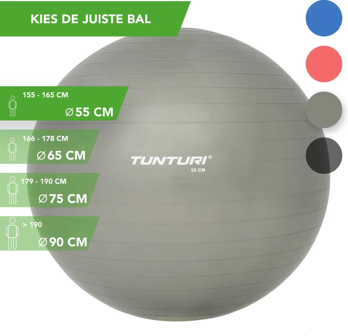 Tunturi Fitness Bal - Yoga Bal Inclusief Pomp - Pilates Bal - Zwangerschaps Bal - 55 Cm - Kleur: Zilver - Incl. Gratis Fitness App 2 Tunturi Fitness Bal - Yoga Bal Inclusief Pomp - Pilates Bal - Zwangerschaps Bal - 55 Cm - Kleur: Zilver - Incl. Gratis Fitness App - Afbeelding 2