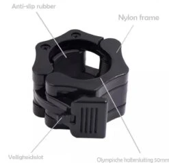 MJ Sports Premium Jaw Collar Set - Haltersluitingen - Halterklemmen - Halterstangsluiting - Jaw Collars - Olympic Barbell - Fitness - Set Van 2 - 50mm - Zwart -FitForce Outlet Winkel 1200x1160