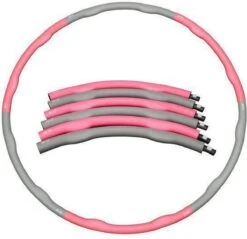 Merkloos Weight Hoop Original - Fitness Hoelahoep - Met DVD - 1.2 Kg - Ø 100 Cm - Roze/Grijs
