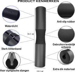 MJ Sports Premium Barbell Pad - Nekbeschermer - Barpad - Nekkussen - Squats - Hip Thrusts - Fitness - Zwart -FitForce Outlet Winkel 1200x1162 3