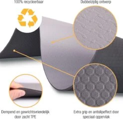 High Pulse® Yoga Mat 'Super Grip' - Extra Anti-slip En Zweetbestendige Gymnastiekmat + Praktische Draagband Voor Yoga, Pilates En Fitness - Voor Beginners En Ervaren Yogi's (Grijs) -FitForce Outlet Winkel 1200x1162 6