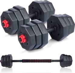 Umbro Halterset - 20 KG - Verstelbare Dumbells En Barbell - Gewichten Van 1.25 KG, 1.5KG En 2KG - Kunststof