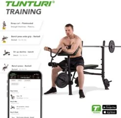 Tunturi WB40 Halterbank - Fitnessbank - Trainingsbank - Bankdrukbank - Thuis Sporten - Leg Extension - Bicep Curls - Incl. Gratis Fitness App -FitForce Outlet Winkel 1200x1171 2