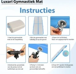 Luxari - AirTrack Pro - 3 Meter - Inclusief Opbergtas, Reparatie-kit & 600W Elektrische Pomp - Turnmatten - Gymnastiek Turnmat - Fitness Matten -FitForce Outlet Winkel 1200x1173 13