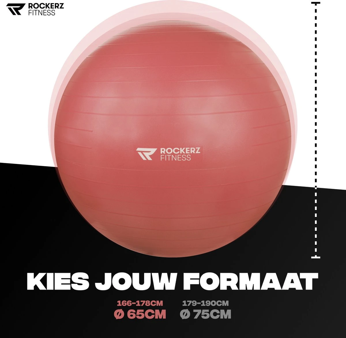 Rockerz Fitness® - Yoga Bal Inclusief Pomp - Pilates Bal - Fitness Bal - Zwangerschapsbal - Goede Houding Bij Het Thuiswerken - 65 Cm - Kleur: Rose Gold 9 Rockerz Fitness® - Yoga Bal Inclusief Pomp - Pilates Bal - Fitness Bal - Zwangerschapsbal - Goede Houding Bij Het Thuiswerken - 65 Cm - Kleur: Rose Gold - Afbeelding 9