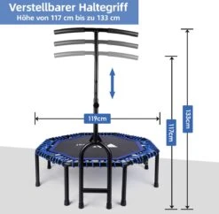 FOXSPORT Trampoline - Jump - Fitness - Volwassene Of Kindertrampoline - Fitness Trampoline Met Handvat - Mini Trampoline - Kleine Trampoline - Sport Trampoline - Inclusief Handgrip - Fitnesstrampolines - 119 Cm -FitForce Outlet Winkel 1200x1177 11