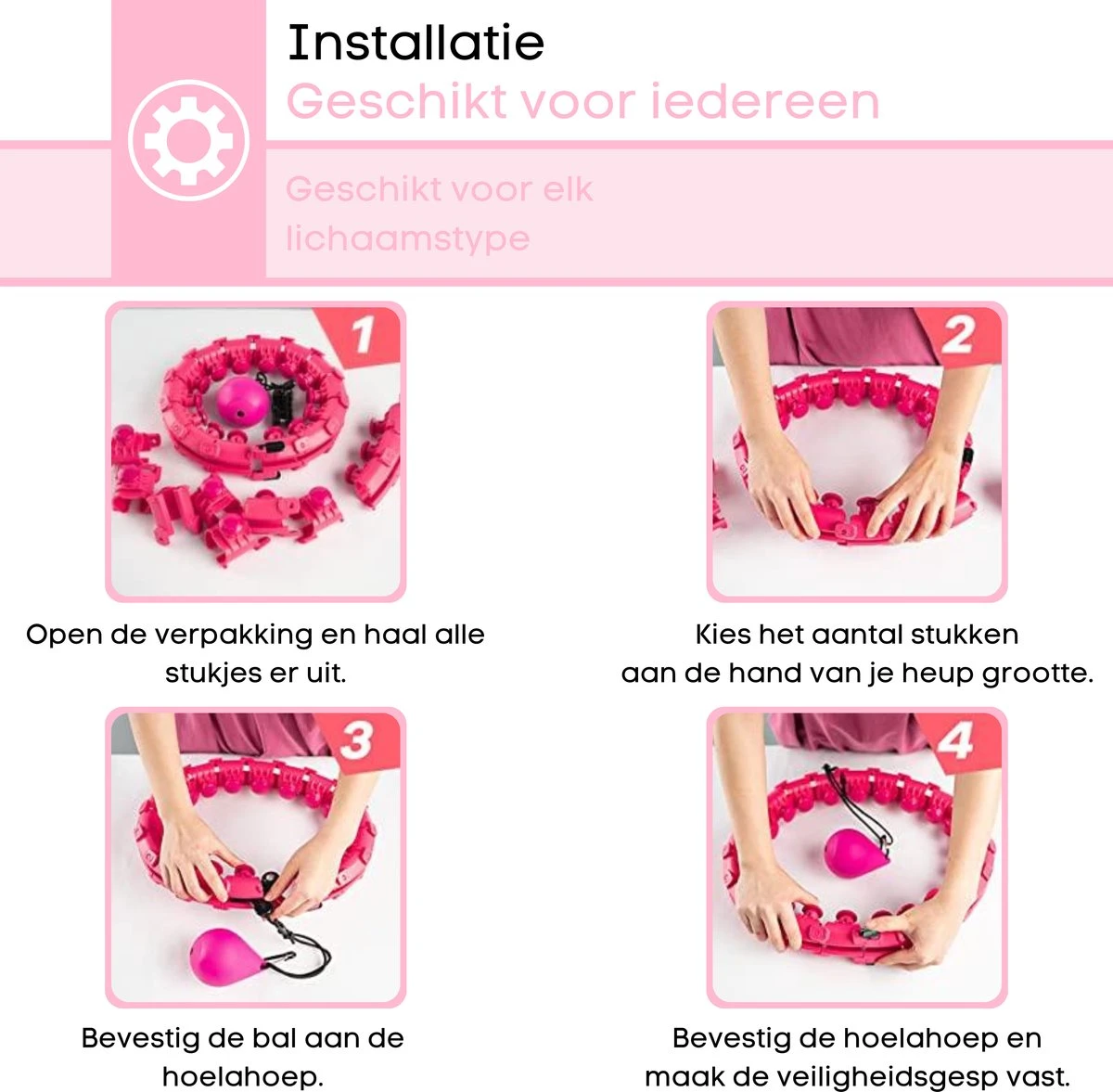 FAVE Verstelbare Hoelahoep Met Gewicht – Hula Hoep Fitness – Weighted – Hoepel – Voor Volwassenen En Kinderen - Roze 6 FAVE Verstelbare Hoelahoep Met Gewicht – Hula Hoep Fitness – Weighted – Hoepel – Voor Volwassenen En Kinderen - Roze - Afbeelding 6