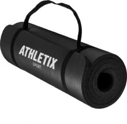 Athletix®‎ Premium NBR Fitnessmat - Yogamat - 183 X 61 X 1.5 Cm - Met Draagriem En Draagtas - Zwart