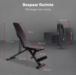 LifeGoods Fitness Halterbank - Verstelbaar - Inklapbaar - Zwart/Rood -FitForce Outlet Winkel 1200x1178