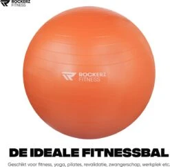 Rockerz Fitness® - Yoga Bal Inclusief Pomp - Pilates Bal - Fitness Bal - Zwangerschapsbal - Goede Houding Bij Het Thuiswerken - 75 Cm - Kleur: Oranje -FitForce Outlet Winkel 1200x1178 8