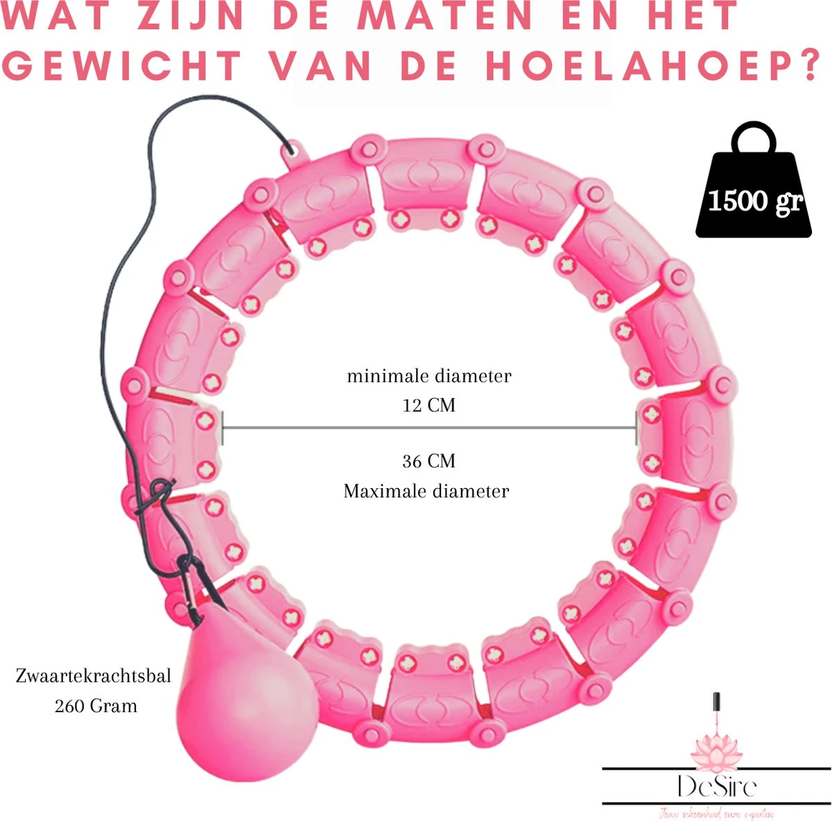 DeSire Fitness Hoelahoep Met Gewicht - Roze - Sport Hoepel Voor Volwassenen En Kinderen - Hula Hoop - Weight Hoop - HoolaHoop 9 DeSire Fitness Hoelahoep Met Gewicht - Roze - Sport Hoepel Voor Volwassenen En Kinderen - Hula Hoop - Weight Hoop - HoolaHoop - Afbeelding 9