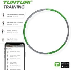 Tunturi Fitness Hoelahoep - Fitness Hoepel - Fitness Hulahoop - 1,8 Kg - Groen/Grijs - Incl. Gratis Fitness App -FitForce Outlet Winkel 1200x1187 8