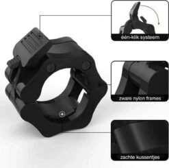 MJ Sports Premium Jaw Collar Set - Haltersluitingen - Halterklemmen - Halterstangsluiting - Jaw Collars - Olympic Barbell - Fitness - Set Van 2 - 50mm - Zwart -FitForce Outlet Winkel 1200x1188